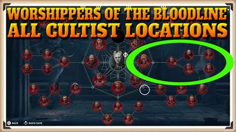 Worshippers of the Bloodline cultist locations.